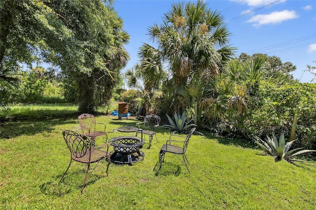 13040 Waterbourne Dr, Gibsonton, FL 33534 - view of green lawn with an outdoor fire pit