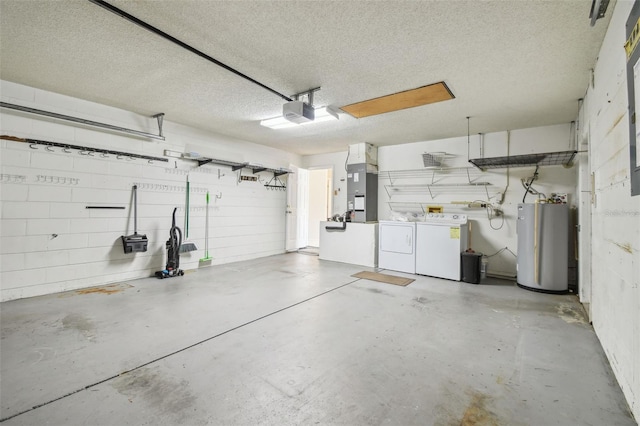 501 Royal Ridge St, Valrico, FL 33594 - garage with gas water heater, washer and dryer, a garage door opener, and heating unit