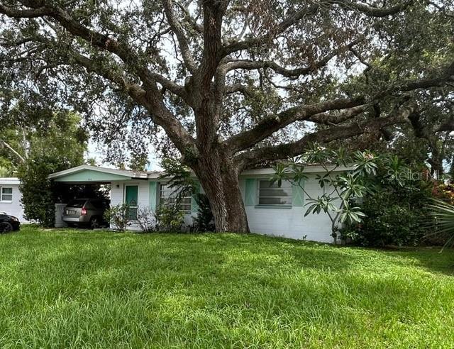 8946 Dream Way, Largo, FL 33773 - view of front of property featuring an attached carport and a front lawn