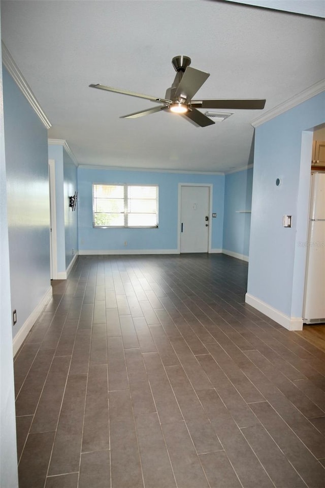 3643 Mainlands Blvd N, Pinellas Park, FL 33782 - unfurnished living room featuring crown molding and ceiling fan