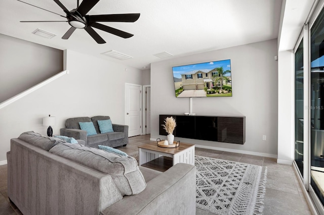 15206 Trinity Fall Way, Bradenton, FL 34212 - living area featuring ceiling fan and tile patterned floors