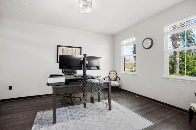 15206 Trinity Fall Way, Bradenton, FL 34212 - office area featuring wood finished floors and baseboards