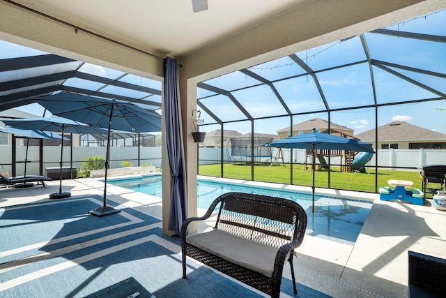 15206 Trinity Fall Way, Bradenton, FL 34212 - view of pool with a patio area and glass enclosure