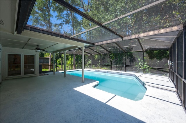 4504 Grainary Ave, Tampa, FL 33624 - outdoor pool with a patio, ceiling fan, and a lanai