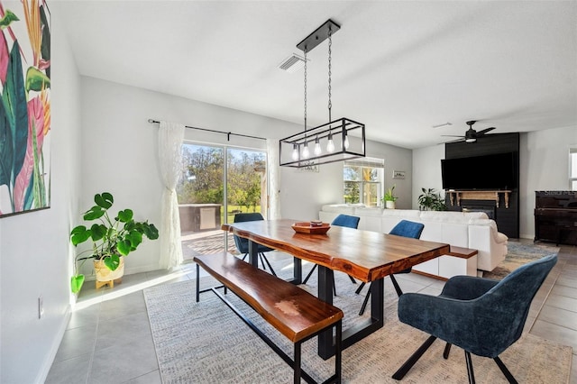 16051 Soft Fern Trce, Odessa, FL 33556 - dining space with plenty of natural light, a ceiling fan, and tile patterned flooring