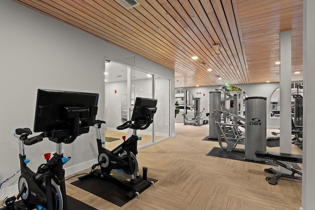 371 Channelside Walk Way Unit 1104, Tampa, FL 33602 - exercise room with carpet floors and wood ceiling