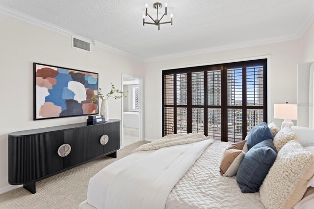 371 Channelside Walk Way Unit 1104, Tampa, FL 33602 - bedroom featuring ornamental molding, light colored carpet, and a chandelier