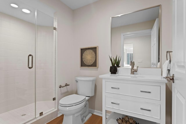 371 Channelside Walk Way Unit 1104, Tampa, FL 33602 - full bath featuring a shower stall, vanity, wood finished floors, and recessed lighting