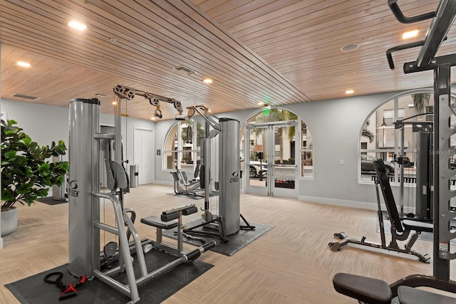 371 Channelside Walk Way Unit 1104, Tampa, FL 33602 - exercise room featuring wood ceiling and light colored carpet