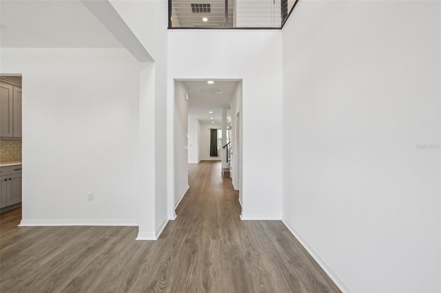 33157 Rosewood Bark Way, Wesley Chapel, FL 33545 - corridor featuring dark wood-type flooring