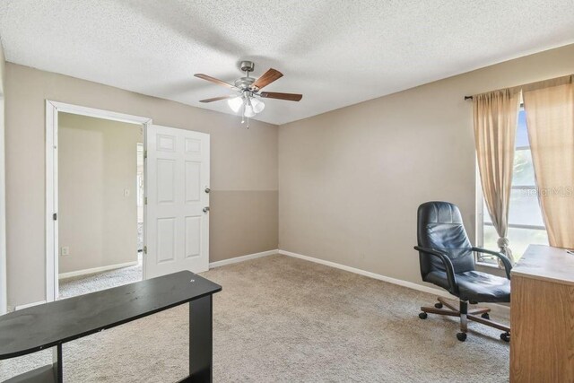 8030 San Bernardino Dr, Port Richey, FL 34668 - unfurnished office with carpet, ceiling fan, and a textured ceiling