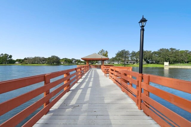 8030 San Bernardino Dr, Port Richey, FL 34668 - dock featuring a gazebo and a water view