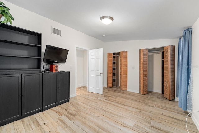1905 E 99th Ave, Tampa, FL 33612 - unfurnished bedroom featuring multiple closets, light wood-type flooring, and lofted ceiling