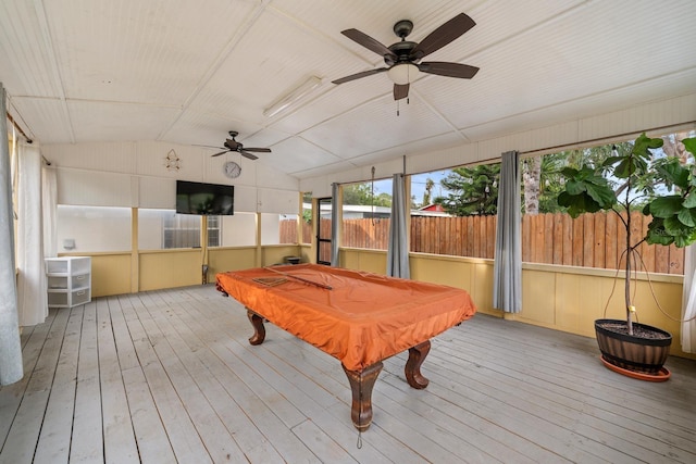 1905 E 99th Ave, Tampa, FL 33612 - sunroom featuring ceiling fan, vaulted ceiling, and billiards
