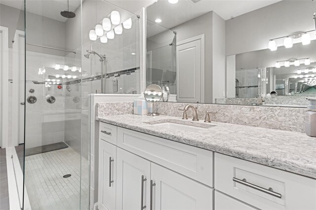 1507 Amarone Pl, Lutz, FL 33548 - full bathroom with a stall shower, vanity, and recessed lighting