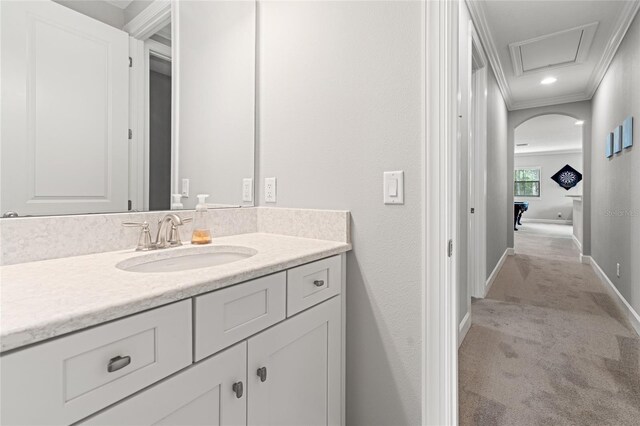 1507 Amarone Pl, Lutz, FL 33548 - bathroom featuring ornamental molding and vanity