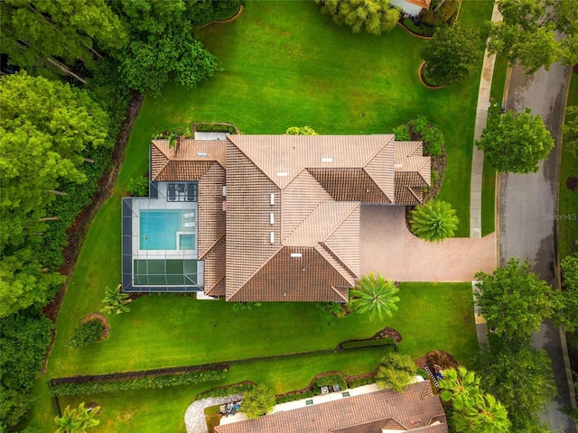 1507 Amarone Pl, Lutz, FL 33548 - view from above of property featuring a pool