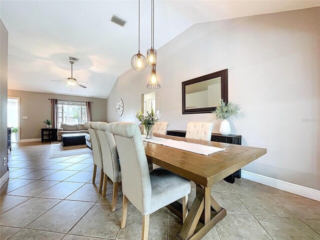 1437 Stonehenge Way, Palm Harbor, FL 34683 - dining space with vaulted ceiling and a ceiling fan