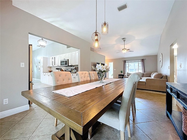 1437 Stonehenge Way, Palm Harbor, FL 34683 - dining room featuring a ceiling fan and light tile patterned flooring