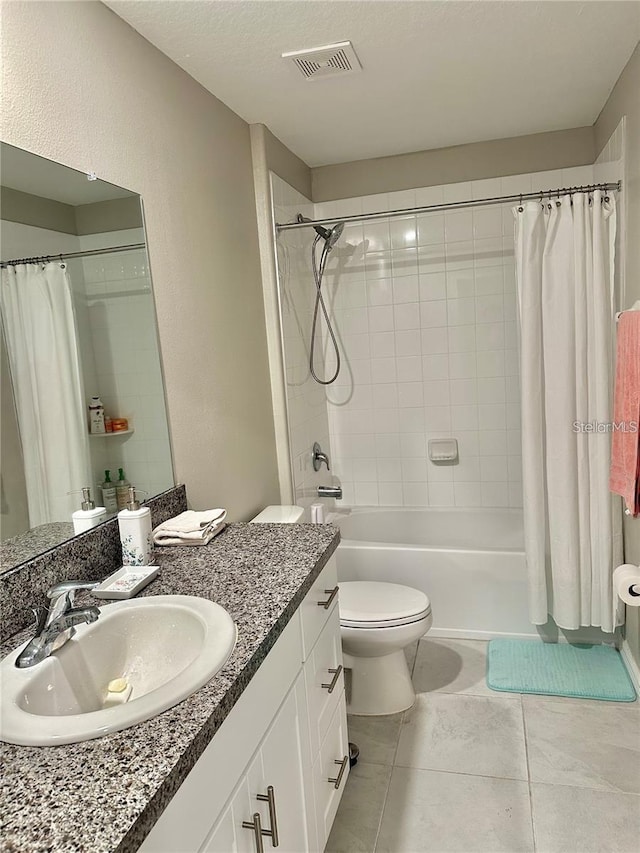 31363 Sun Kettle Loop, Wesley Chapel, FL 33545 - full bathroom with vanity, shower / tub combo with curtain, and tile patterned flooring