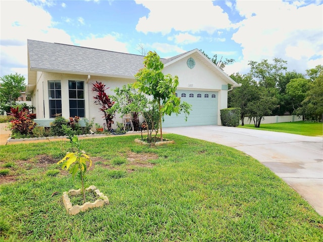 11653 Orleans Ln, Port Richey, FL 34668 - ranch-style home with driveway, a front yard, an attached garage, and stucco siding