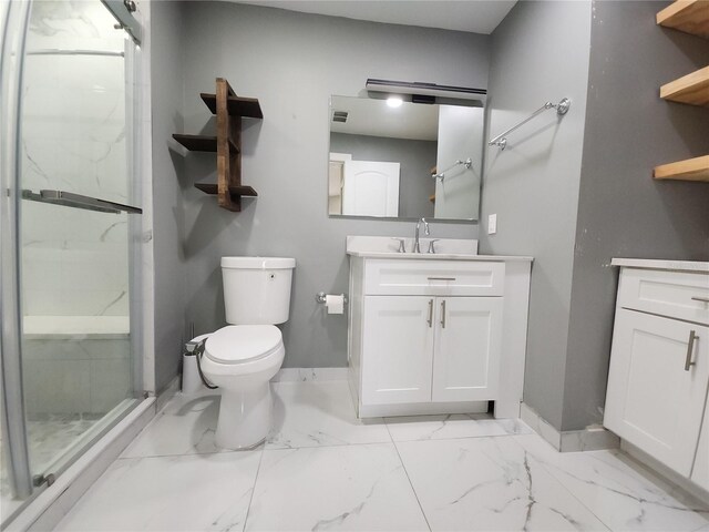 11653 Orleans Ln, Port Richey, FL 34668 - bathroom with vanity, a marble finish shower, and marble look tile flooring