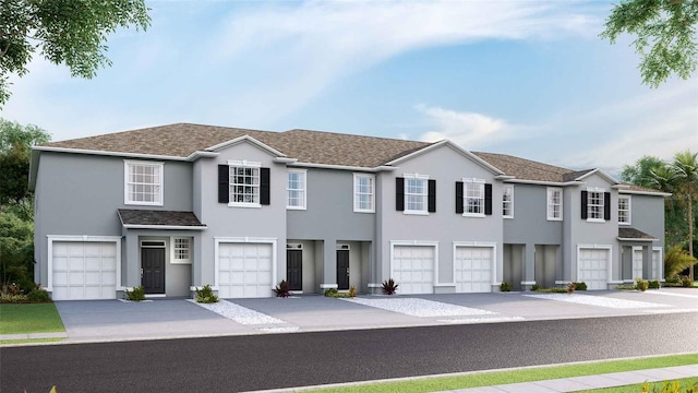 8110 Swan Mist Way, Wesley Chapel, FL 33545 - townhome / multi-family property featuring stucco siding, a garage, and concrete driveway