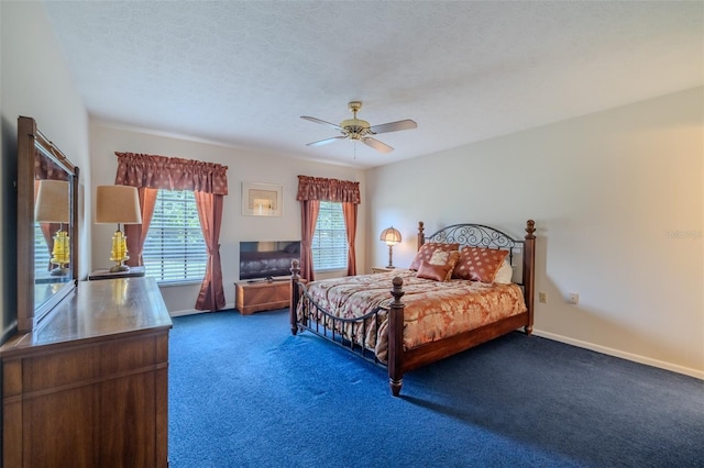 1302 Ivywood Dr, Brandon, FL 33510 - bedroom with carpet floors, a textured ceiling, and a ceiling fan