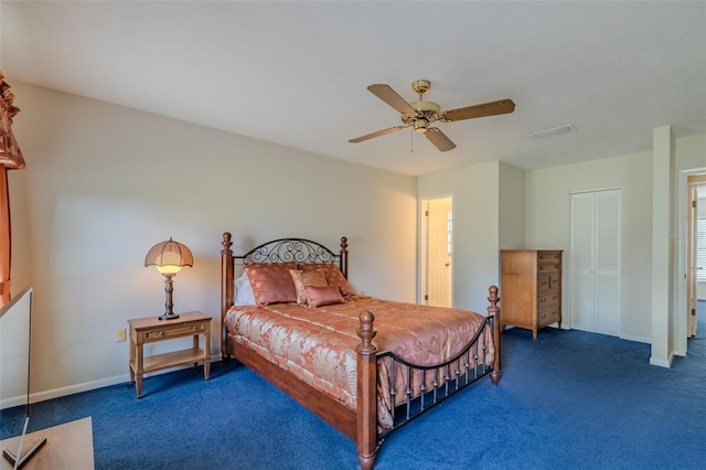 1302 Ivywood Dr, Brandon, FL 33510 - bedroom featuring carpet floors, ceiling fan, and a closet