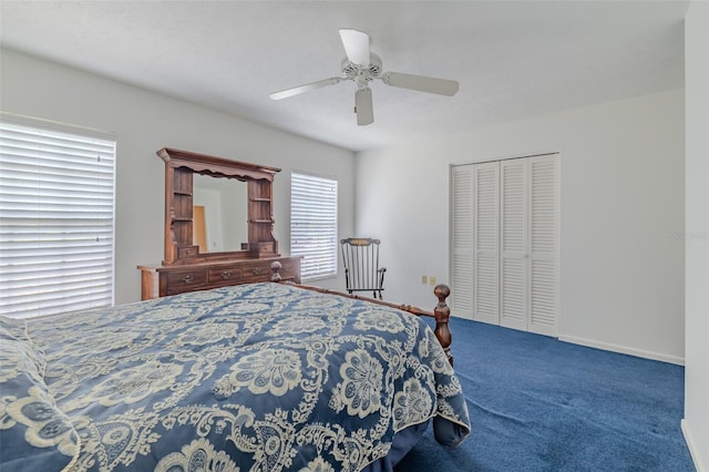 1302 Ivywood Dr, Brandon, FL 33510 - carpeted bedroom with a closet and a ceiling fan