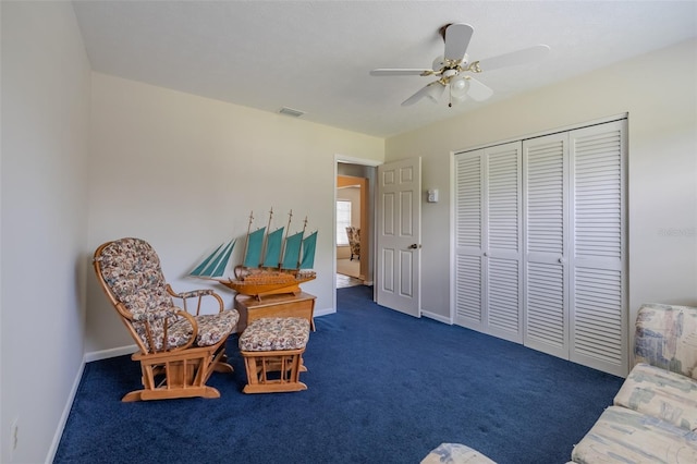 1302 Ivywood Dr, Brandon, FL 33510 - living area with carpet flooring and ceiling fan