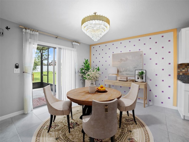 13646 Wild Ginger St, Riverview, FL 33579 - dining area featuring a chandelier and light tile patterned floors