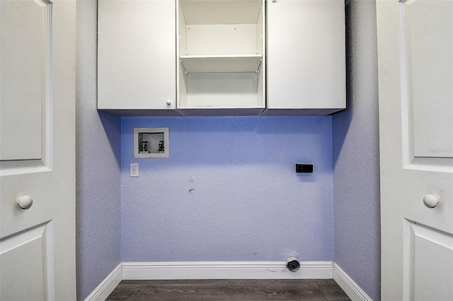 14865 Seminole Trl, Seminole, FL 33776 - washroom with cabinet space, dark wood-type flooring, hookup for a washing machine, and electric dryer hookup