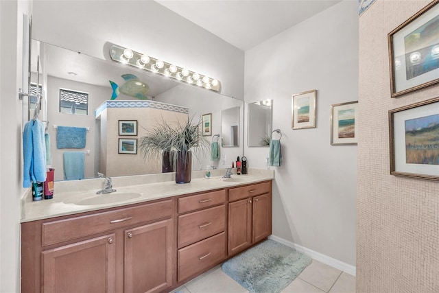 321 Silver Falls Dr, Apollo Beach, FL 33572 - bathroom featuring double vanity and tile patterned flooring