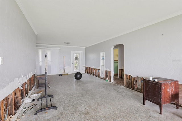 16033 Redington Dr, Redington Beach, FL 33708 - workout area featuring arched walkways and crown molding