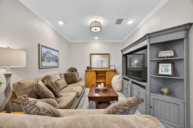 2756 Reserve Ct, Dunedin, FL 34698 - living room featuring crown molding and recessed lighting