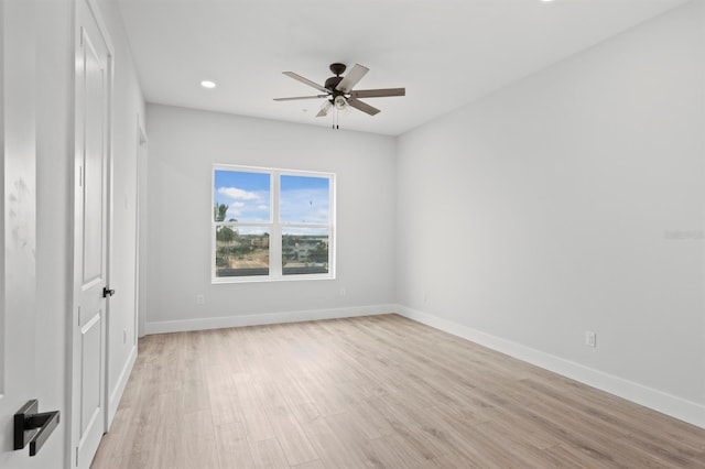 11605 1st St E Unit 3, Treasure Island, FL 33706 - unfurnished bedroom featuring light wood-style flooring, recessed lighting, and ceiling fan