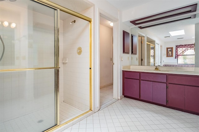 3685 N Palomino Ter, Beverly Hills, FL 34465 - full bathroom featuring vanity, a stall shower, and tile patterned flooring