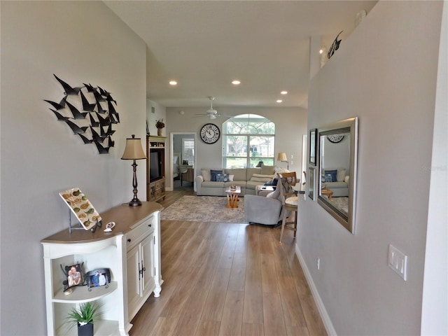 11802 Aintree Ct, Trinity, FL 34655 - hall featuring light wood finished floors and recessed lighting