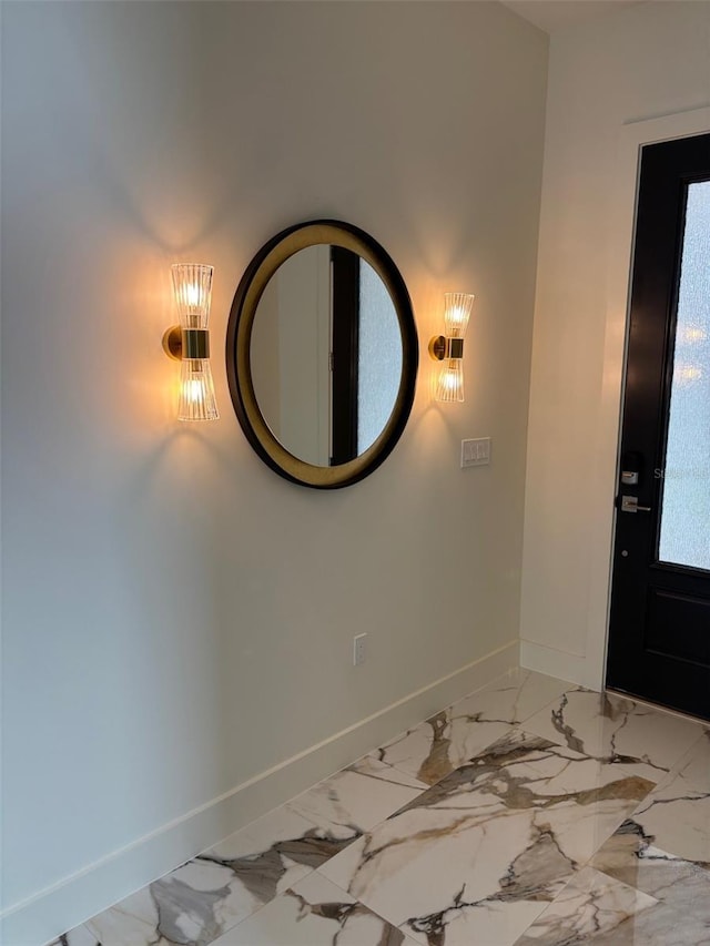 2516 W Abdella St, Tampa, FL 33607 - foyer featuring baseboards and marble finish flooring