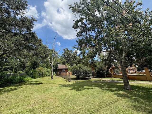 3411 Holland Dr, Brandon, FL 33511 - view of green lawn with a wooden deck
