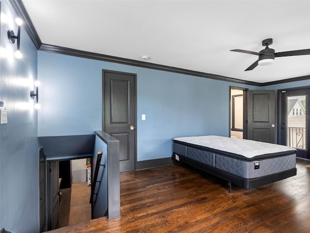 1570 48th Ave N, Saint Petersburg, FL 33703 - bedroom featuring crown molding, wood finished floors, and a ceiling fan