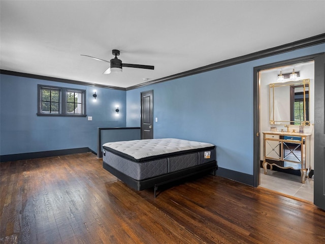 1570 48th Ave N, Saint Petersburg, FL 33703 - bedroom featuring crown molding, wood finished floors, and ceiling fan