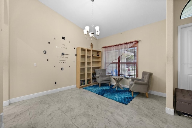 13395 59th Ct N, West Palm Beach, FL 33411 - living area with a chandelier, plenty of natural light, and vaulted ceiling