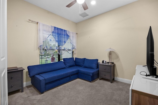 13395 59th Ct N, West Palm Beach, FL 33411 - living room featuring carpet floors and a ceiling fan