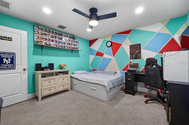 13395 59th Ct N, West Palm Beach, FL 33411 - bedroom featuring carpet floors, recessed lighting, and a ceiling fan