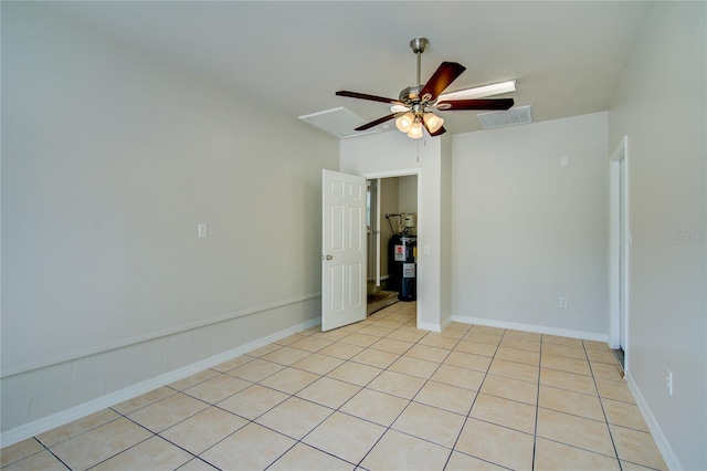 2442 Dando St, Port Charlotte, FL 33948 - spare room featuring a ceiling fan, light tile patterned floors, and electric water heater