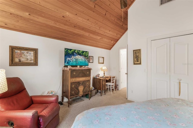 828 E Savoy St, Lecanto, FL 34461 - bedroom with carpet, lofted ceiling, and wood ceiling