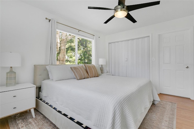 4233 Oak Ln, Saint Augustine, FL 32086 - bedroom featuring light wood-type flooring and ceiling fan