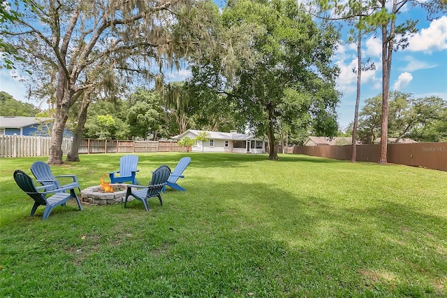 4233 Oak Ln, Saint Augustine, FL 32086 - fenced backyard with an outdoor fire pit